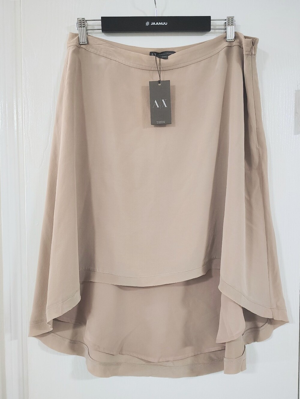 NWT A/X Armani Exchange Mulberry Silk High-Low Skirt Beige Women's 14 NEW!